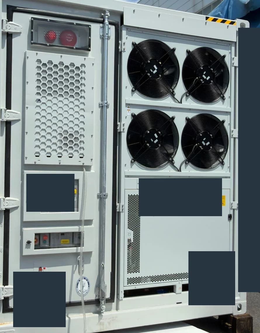 Shipment photograph: equipment-end exterior; nameplates and identifiers masked.